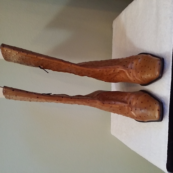 Oliver Fashion Boots Made From Ostrich Skin With Wooden Soles Size 38 - Picture 3 of 10